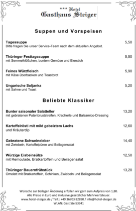 Suppen, Vorspeisen, Klassiker